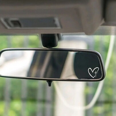 2pcs/Set Heart Cross Mirror Sticker, Personalized Creative Decoration Waterproof Sunscreen Sticker For Cars, Laptops & Wall Decoration - Exterior Accessories