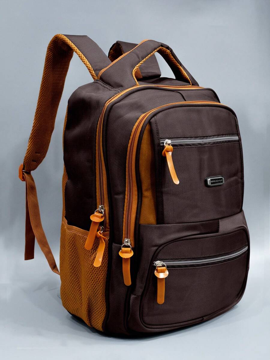 Large Laptop Backpack For School Executive Men's Adults Reinforced Waterproof - Coffee Brown - View 1