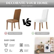 Farfallarossa Stretch Velvet Chair Covers (4/6 Pieces) – Universal Fit, Multi-Purpose Protection, Ultra-Soft Touch, Scratch-Resistant, Suitable For Dining Chairs, Office Chairs, And Home Chairs - White - View 7