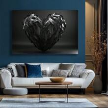 1 Pc Feather Heart Special Heart Shaped Canvas Art Print Poster Wooden Framed Canvas Painting Thickness 2.25cm/0.9inch High Quality Wall Art Prints Poster Direct Hanging Wall Picture Decor For Home Gifts, Gift, Decoration,Living Room, Bathroom, Bedroom, Kitchen