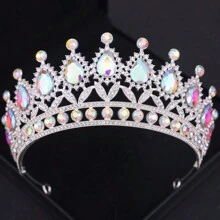 1 PIEZA Deslumbrante corona de cristal Tiaras y coronas para fiestas, bailes de graduación para mujeres, accesorios de boda y pelo, joyería, tocado de regalo