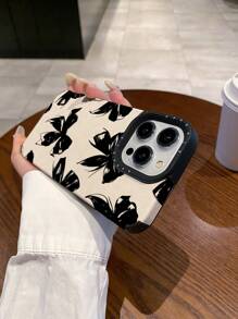 1pc Autumn/Winter Large Hole Letter Bow Leather Anti-Drop Phone Case Compatible With IPhone 11, 12, 13, 14, 11 Pro Max, 12 Pro Max, 13 Pro Max, 14 Pro Max, XR, 15, 15 Pro, 15 Pro Max, 16, 16 Pro, 16 Plus, 16 Pro Max, 17, 17 Pro, 17 Pro Max - Multicolor - View 1