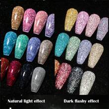 Mtssii Reflective Glitter Nail Polish, Champagne Gold Spider Line UV Gel, Ultra Shiny French Line Graffiti Stripe DIY French Manicure Design Color Painting Gel Removable Nail Polish For Home And Salon Gift - 香檳色 - 查看 7