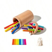 Juguetes de madera: Juguetes de motricidad fina 3 en 1, juguetes sensoriales y de agitación para clasificar colores, juguetes de permanencia de objetos y de causa y efecto - Multicolor - Ver 11