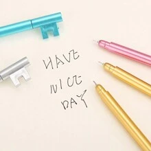 1pc/5pcs/10pcs Retro Key Shaped Neutral Pen, Customized Logo/Name Laser Engraving, Stationery, Learning, Office, Signing, Student, Teacher Gift Pen - Multicolor - View 6