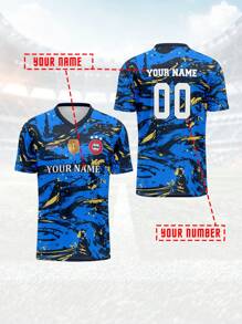 2025 Custom Your Own Jersey, Men/Women's Sports Team Club Training V-Neck Football Shirt With Front & Back Name & Number Printing, Comfortable Casual Fit For Daily Wear, Party & Gathering - Multicolor - View 1