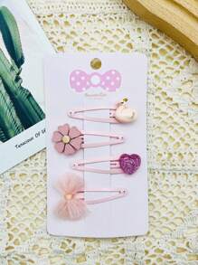 4pcs Cute Cartoon Style Hair Clips, Princess Style Hair Accessories Suitable For Little Girls, Great For Daily Use, Birthday Gifts, Party Favors