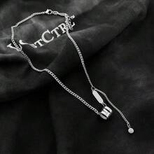 1 szt. Hip-Hop Wisiorek Łańcuszek obojczykowy, Minimalistyczny dodatek dla mężczyzn/kobiet, Tytanowy stalowy łańcuszek do swetra