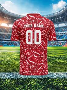 定制运动队俱乐部训练 V 领足球球衣上衣，印有姓名、号码和徽标，舒适休闲、派对、日常穿着 - 彩色 - 查看 5