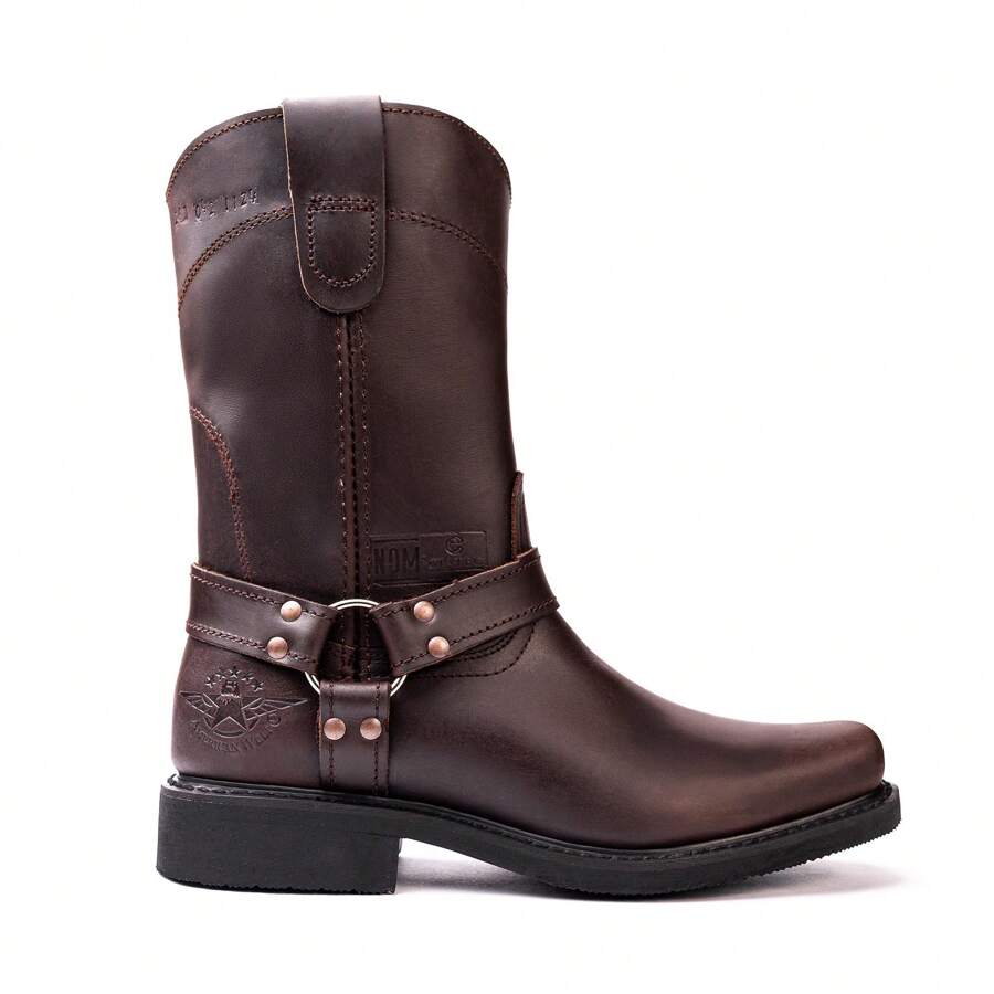 Bota De Trabajo Vaquera Con Argolla Seguridad American Welt - Café - Ver 1