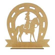 10 Centros de Mesa Vaquera y Herradura hacia abajo de 25 cm de alto en Madera MDF, Ideal Para Fiestas Tematicas de Vaqueros