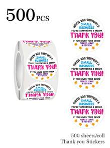 500 张/卷彩色彩虹感谢贴纸、节日装饰贴纸封条、不干胶标签