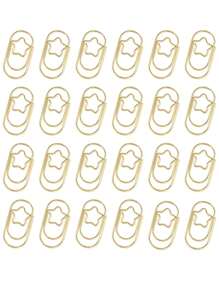 50 个金色星形回形针，迷你金属防滑文具夹，适用于办公室、学校和家庭组织、返校、学校用品 - 金色 - 查看 4