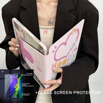 一颗心，涂鸦，可搭配同款钢化玻璃屏幕保护膜，平板电脑保护套，柔软防摔保护，超薄/智能支架/自动唤醒保护套兼容 iPad 兼容 iPad 第 9 代/iPad 第 10 代