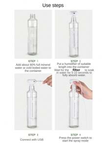 2-In-1 Detachable Air Humidifier, Converts Between Tall And Short Size, 2 Mist Levels, Portable Travel Humidifier Fits Various Containers (Mineral Water Bottle/Mug/Wine Bottle Etc.), Suitable For Home/Car/Office Use - Multicolor - View 11