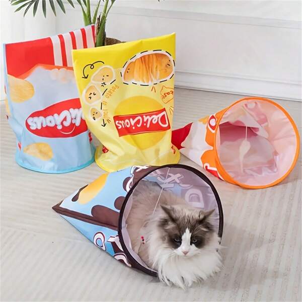 Foldable Crinkle Paper Cat Lover And Cat Mom Love Tunnel Toy, Self-Amusement Crawl Tube, Cat Lover And Cat Mom Love Activity Toys