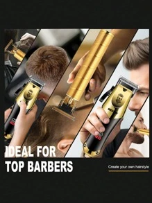 男士专业理发器 毛发修剪器 理发器套装 胡须修剪器 无绳理发 美容剪发套装 带 T 型刀片 零间隙可充电可调节理发机 修剪器 剃须刀 - 彩色 - 查看 6