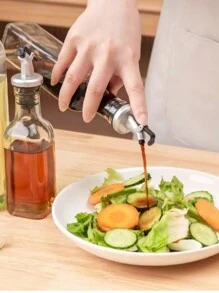 1pc Home Glass Oil Dispenser Bottle, Vinegar Liquid Seasoning Storage Container, Suitable For Cooking, Baking, Salad, Grilling, Kitchen Oil Dispenser Storage Container, Kitchen Utensils