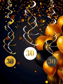 9 peças/Conjunto Bandeirolas Espirais de PVC + Espirais Duplas + Números em Folha, Adequado para Decorações de Festa de Aniversário de 18°/20°/30°/40°/50°, Também Pode Ser Usado para Decorações de Aniversário de 18/20/30/40/50