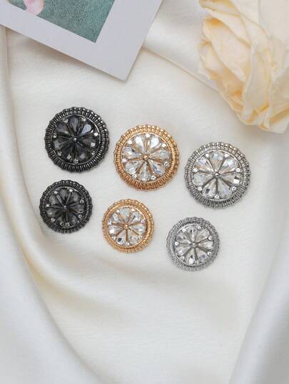 5 Adet/Paket Üst Düzey Çift Katmanlı Retro Çiçekli Cam Kristal Yuvarlak Metal Düğmeler, Kürk Mantolar, Kaşmir, Gömlekler, Kazaklar, Takım Elbiseler, Montlar, Sonbahar/Kış Ceketleri, Giyim, Ayakkabı, Çanta, Mücevher DIY Aksesuarları İçin Dekoratif Düğmeler