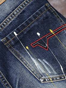 Teenager Boys' Fireworks Print Denim Shorts - Medium Wash - View 4