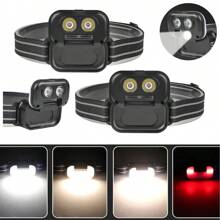 LED Headlamp, Flip 180° Adjustable Multi Head Lamp For Runners, Camping, Hiking - Black - View 2