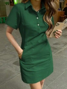 Spring And Summer New Style Fashionable Simple Elegant Lapel Single-Breasted Slimming Short Dress For Women