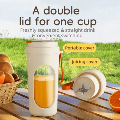 1pc 450ml Wireless Portable Electric Juicer Blender, USB Rechargeable Mini Fruit Juice Mixer With 12 Blades And Dual Cups, Multi-Function Juicing Cup Blender, Suitable For Home Or Outdoor Kitchen Food Processing, Great For Extracting Vegetables, Fruits And Making Milkshakes.
