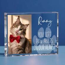 Personalized Acrylic Photo Frame, Cat & Dog Photo Gift, Christmas Gift For Cat Lovers, Condolence Gift For Lost Pets, Customized Photo Gift, Acrylic Photo Print Block Plaque, Customized Acrylic Photo Frame