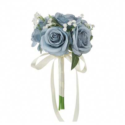 Bridal Bouquet Valentine's Day Artificial Fake Flowers With Ribbon Bow For Bridesmaid Wedding Party Home Decoration Summer Birthday Gifts Beach Back To School School Supplies Room Decor