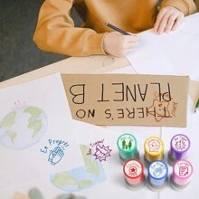 Conjunto de 6 carimbos coloridos para professores de francês, carimbos fofos e recarregáveis - carimbos para professores de sala de aula, volta às aulas, material escolar