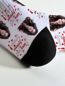 Custom Face Socks, Custom Photo Sock, Custom Printed Socks, Personalized Funny Face Socks, Custom Picture Socks, Put Any Face On The Socks - White - View 4