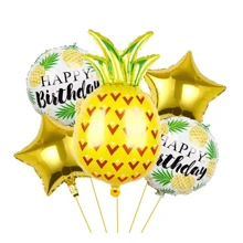 1 Set de decoración de globos con diseño de frutas, que incluye globos de aluminio con forma de fresa, naranja, plátano, sandía, naranja, aguacate y piña, perfecto para decorar una fiesta de cumpleaños con temática hawaiana