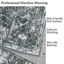 Washable Printed Carpet Distressed Floral Carpet Oriental Distressed Dotted Carpet With Non-Slip Backing Suitable For Living Room Bedroom Office