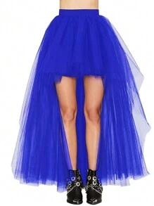 1 Stück farbenfroher, stilvoller asymmetrischer Tüllrock für Damen, Design aus Europa und Amerika, sexy Saum, geeignet für den täglichen Gebrauch und Bühnenauftritte