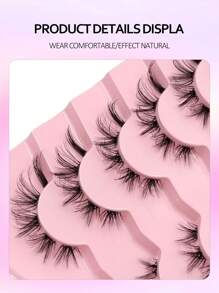 Asiteo 7 Pairs Natural Look Lashes,Wispy And Fluffy Natural Eye Tail Elongation,With Clear Band Lashes Makeup Extensions - màu đen - Xem 4