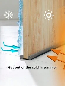 1條門封條，家用門縫和門底密封條，門框間隙防風邊緣條，靜音防撞珠狀條，隔音條，防塵，防風，防蚊蟲，易於安裝，不附着地面，圓柱形實心設計受壓後快速彈回，材料，EPR泡沫+ 非織造布 - 黑色 - 查看 3