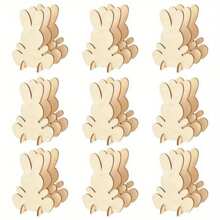 10 pièces Fournitures artisanales de lapin de Pâques, lapin de Pâques en bois à décorer soi-même, décorations en copeaux de bois cadeaux de Pâques