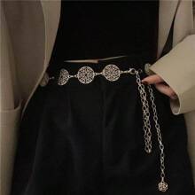 Robe décontracté sans manches pour femmes avec ceinture amovible, décoration en chaîne de métal doré creuse, mignonne et