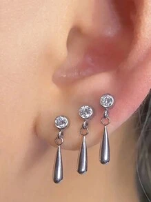 1PC Titanium Internally Threaded Waterdrop Dangle Labret Double Chain Dangle Top Helix Cartilage Piercing Ear Tragus Daith Earrings Jewelry