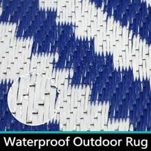 Outdoor Patio Rugs Waterproof Large Plastic Straw Rugs Reversible Portable Picnic Blanket Easy Cleanning Camping Mat Outdoor Area Rug For Garden Balcony Deck - Blue - View 3