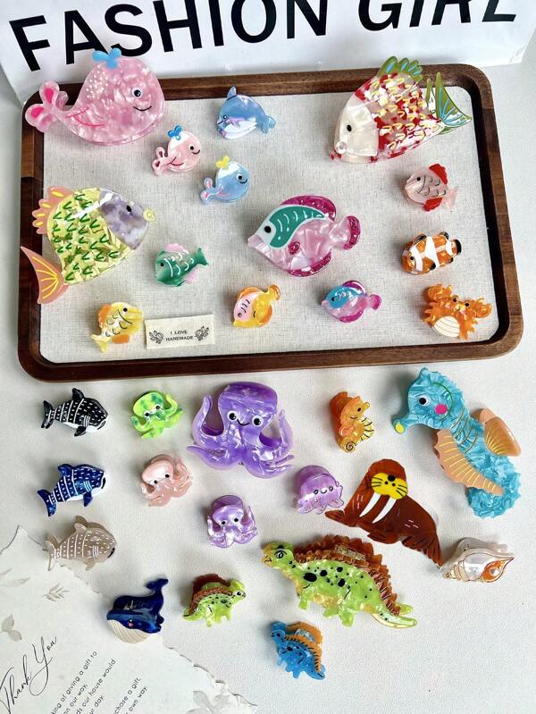 Cute Octopus Shape Hair Clip For Girls, Small Hair Claw, Ocean Animals Themed Hair Accessories, Acrylic Funny Monster Side Bangs Clips,Claw Clips,Hair Jaw Clip,Hair Clutch