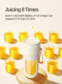 RAF 1pc 450ml Wireless Portable Blender Electric Juicer Machine, USB Rechargeable Mini Fruit Juicer Mixer With 12 Blades And Dual Cup