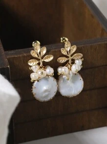 Natural Pearl Decor Drop Earrings