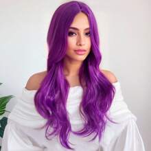 1 Colorful Synthetic Wig Body Wave Long Curly Hair Center Part No Fringe Wig Halloween Christmas Festival Green Hat Festival Wig Multi-Colored Wig Navy Blue Royal Blue Wine Red Black Purple