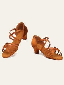 Scarpe da ballo latino da donna, sandali da ballo con tacco basso, scarpe da ballo per principianti