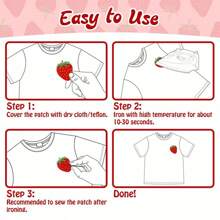 Bộ 1/20 miếng vá bánh kem màu hồng ủi, miếng vá dâu tây màu hồng hình gấu kem dễ thương, chai sữa hình quả anh đào, thêu ứng dụng cho các dự án thủ công tự làm, quần áo, áo khoác, quần jean, quần dài, váy, ba lô, đồ trang trí mũ và quà tặng Giáng sinh và năm mới - Nhiều màu - Xem 7