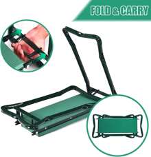 Garden Kneeler And Seat, Soft EVA Kneeling Pad Stool With Tool Pouch, Heavy Duty Foldable Gardener Stool, Green - Green - View 5