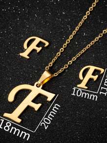 3 Stücke Frauen minimalistisches 18K Goldplattiertes Edelstahl Buchstabe Ohrringe & Halsketten Schmuckset