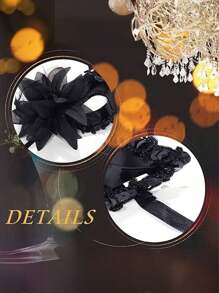 1pc Elegant Black Carnival Masquerade Mask With Ribbons, For Costume Ball And Decorations With Feathers, Lace Trim, Party Fancy Mask, Women Accessories For Summer